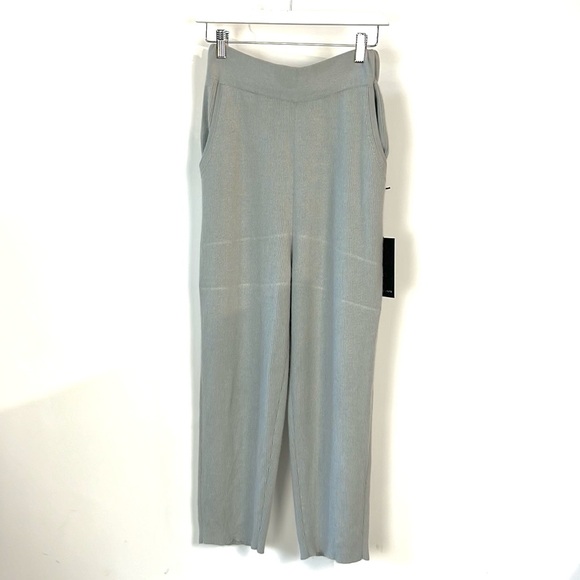 Sally LaPointe R/19 Grey Cashmere-Blend Ribbed Knit Cropped Culottes - Picture 2 of 8